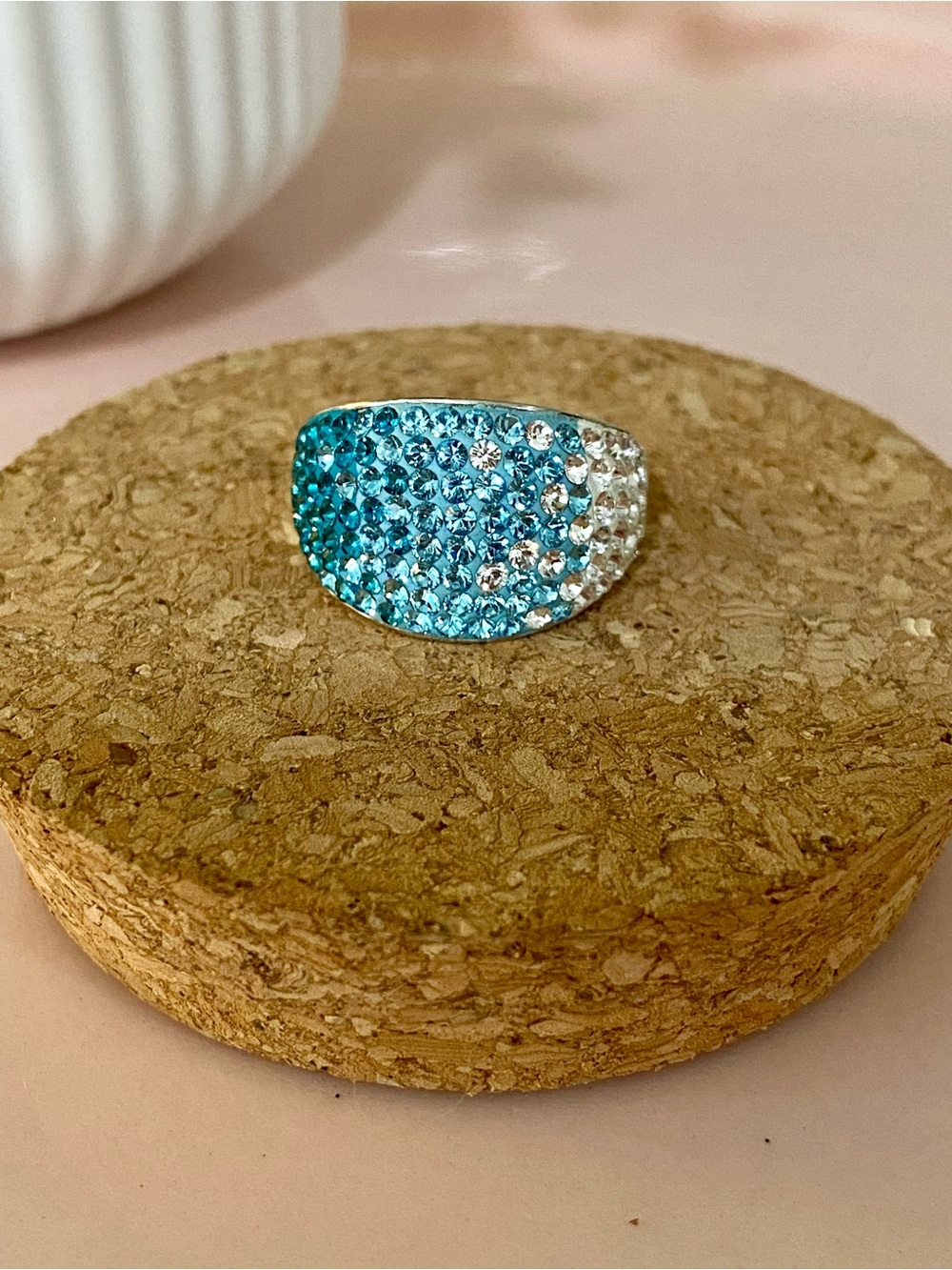 Sterling Silver Australian Crystal Winter Blue Ombré Ring